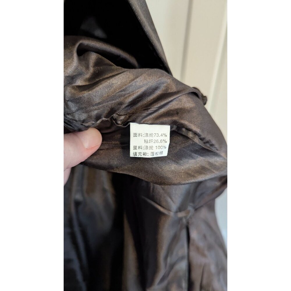 Vintage Mens Traditional Chinese Jacket Large Dragon Brown Satin House Coat - Picture 11 of 12